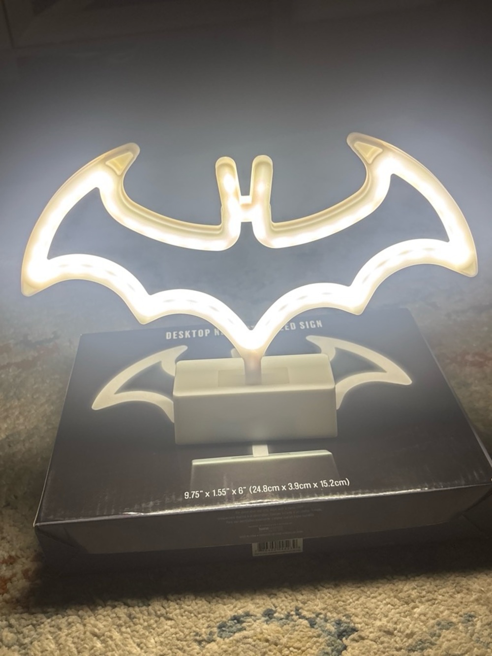 Desktop Neon-Style LED Bat Sign - White - Picture 3 of 4